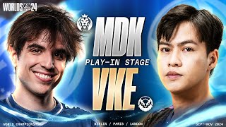 MDK vs VKE  Full Game 1 2  Vòng Playin Ngày 1  Worlds 2024 [upl. by Annaeoj]