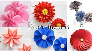 6 Easy Paper Flowers  Flower Making  DIY [upl. by Higginson]