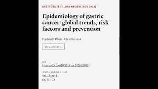 Epidemiology of gastric cancer global trends risk factors and prevention  RTCLTV [upl. by Abehshtab]