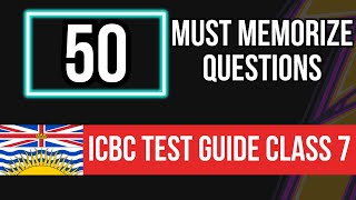 ICBC Knowledge Test Guide Class 7 British Columbia 50 Must Memorize Questions 1 [upl. by Ssidnac]