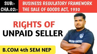 211 RIGHTS OF UNPAID SELLER FOR BCOM 4th SEM NEP SYLLABUS  BUSINESS REGULATORY FRAMEWORK [upl. by Tiffy109]