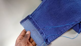 ✅ Shortening your jeans without cuttingshorten a jeans by using hand needle14 [upl. by Pratt]