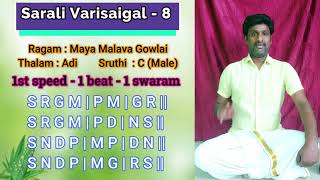 Sarali Varisaigal 8  swaravali varisai 8  music lesson  carnatic music online learning Trending [upl. by Siram]