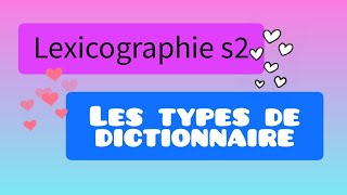 Les types de dictionnaires patrie 2 [upl. by Nevi]