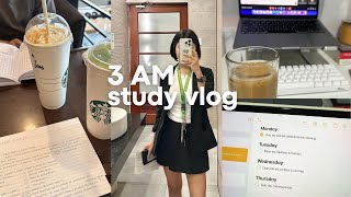 3am pre finals study vlog 🫠 cramming my exam week all nighter study with me surviving on coffee [upl. by Einalam]