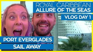 Allure of the Seas  Boarding Cabin Tour amp Sail Away  Royal Caribbean Cruise Line Vlog Day 01 [upl. by Berstine828]