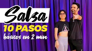 10 pasos básicos de salsa en 2 minutos ¿Bailas salsa ¡Inténtalos con tu pareja [upl. by Stamata144]