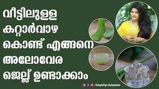 Make your own aloe vera gel at home  SimpleTips Malayalam [upl. by Nosiddam]