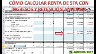 Cálculo de renta de quinta categoría de colaborador que tiene retención de empresa anterior [upl. by Notsecnirp]