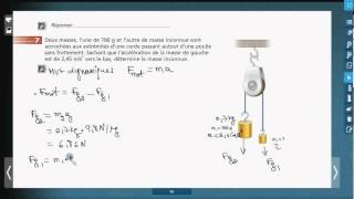 Secondaire 5 Physique Québec Exercice sur la deuxième loi de Newton pour trouver la masse inconnue [upl. by Tekcirk351]