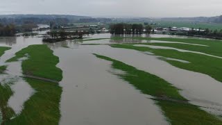 Drone video shows flooding of Stillaguamish River  FOX 13 Seattle [upl. by Klecka]