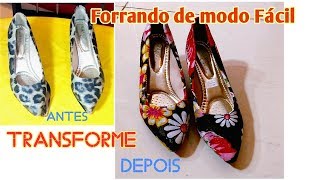 DIY  Como Forrar Sapatos Faça Você Mesmo de Forma Fácil CUSTOMIZATION of SHOES [upl. by Eenwahs]