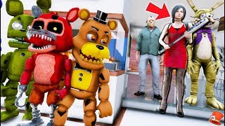 FNAF WORLD ANIMATRONICS MEET THE EVILEST BABYSITTER GTA 5 Mods FNAF RedHatter [upl. by Kenwee341]