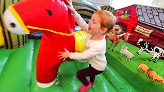 FAMILY DAY with Adley and Baby Brother pretend play inflatable spirit the horse and farm animals [upl. by Koressa]