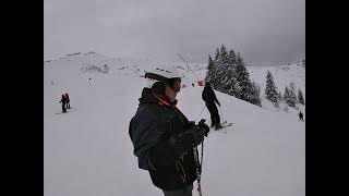 Skiing in Avoriaz in January 2023 Ride up the Tour chairlift and down the blue run to Lindarets [upl. by Novah812]