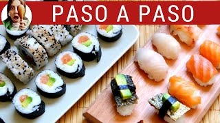 Cómo hacer SUSHI CASERO paso a paso varios tipos incluye cómo hacer arroz para sushi [upl. by Harrie]