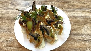 A beautiful APPETIZER with smoked SPRATS and SPECIAL sauce [upl. by Phillie]