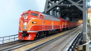 HO Southern Pacific 6051 E8 with Daylight Excursion train  CMRS [upl. by Ereveneug]