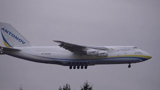 Antonov An124100 Ruslan quotBe brave like Okhtyrkaquot landing on EPRZ RzeszówJasionka [upl. by Froma]