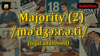 n Majority meaning legal adulthood with 5 examples [upl. by Naed439]