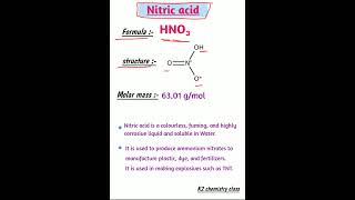 Nitric acid HNO₃structureformulausesmolar mass [upl. by Berman]