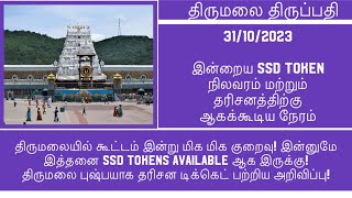 Tirumala Tirupati Today’s SSD Token Status amp Darshan Time No Crowd at Tirumala Today Pushpayagam [upl. by Brenn]