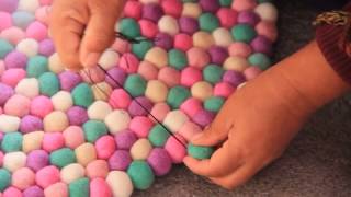 How to make mint felt ball rug [upl. by Jabin]