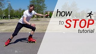 How to stop on inline skates  rollerblades  3 stops for beginners tutorial [upl. by Mazonson]