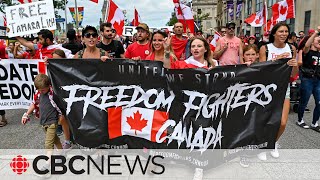 Freedom Convoy supporters protest on Canada Day [upl. by Pontone]