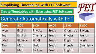 Creating Timetables Automatically with FET Software Tutorial [upl. by Finn964]