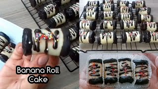 BANANA ROLL CAKE tanpa oven tanpa kukus tanpa mixer  Ide Jualan Mudah [upl. by Shushan910]