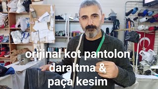 KOT PANTOLON ORİJİNAL PAÇA KESİM VE DARALTMA  KOT PANTOLON PAÇA KESİM [upl. by Einiar]