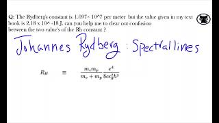 Rydbergs Constant vs Rydbergs Unit of Energy [upl. by Ahsead]