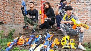 Nerf War Games SWAT James Bond Nerf Guns Captain Girl Special Force Rescue Lady [upl. by Donavon855]