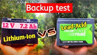 12 volt lithium 72Ah battery 🔋 Backup test  LeadAcid VS LithiumIon [upl. by Glarum856]