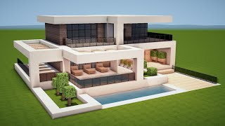 MODERNES HAUS mit POOL in MINECRAFT bauen TUTORIAL HAUS 224 [upl. by Randi371]