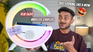 Amazing Wireless Charger with Bluetooth Speaker amp RGB Lamp 😍  GShape Unboxing amp Review [upl. by Tawney]