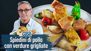 SPIEDINI DI POLLO MARINATI cotti alla piastra e INSALATA GRECA  Ricetta di Chef Max Mariola [upl. by Fredra]