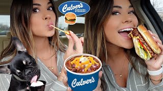 Culvers Mukbang  Butterburger Chili Cheese Curds  my Puppy [upl. by Eihcra]