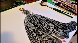 Fashion Dress Fabric Painting With Pen [upl. by Atte595]