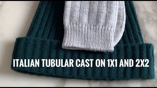 The Italian Tubular Cast On for 1x1 and 2x2 Ribbing English Version [upl. by Ydnim421]