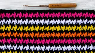 HOW to CROCHET Houndstooth Stitch Pattern  How to Change Colors in Crochet the Easy Way [upl. by Anirok]