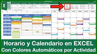 🗓 Horario y Calendario con Colores Automáticos Tutorial para Crear Horario de Clases en EXCEL2018 [upl. by Arait]