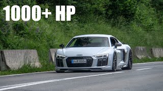 1000 HP Audi R8 V10 TWIN TURBO  Crazy Accelerations [upl. by Attelrac]