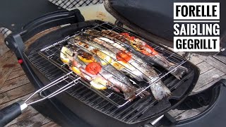 05 Forelle und Saibling vom Weber Baby Q Gasgrill  frisch gefangen auf den Tisch [upl. by Omsare]