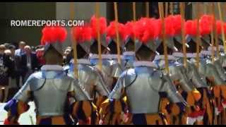 New Swiss Guards take an oath to protect the Pope [upl. by Healion920]