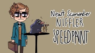 Newt Scamanders niffler  speedpaint [upl. by Anilag260]