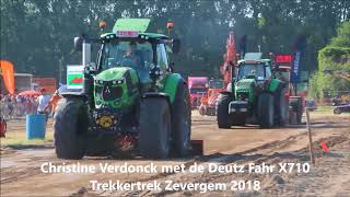 Christine Verdonck met de Deutz Fahr X710 op Trekkertrek Zevergem 2018 [upl. by Otsirave75]