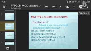 MCQ On Valuation of Intangibles FYBCOM Financial Accounting [upl. by Maro]