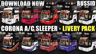 CORONA BS3 AC SLEEPER LIVERY PACK 11 in 1 for BUSSID  KRB 2002  DOWNLOAD NOW [upl. by Haynes]